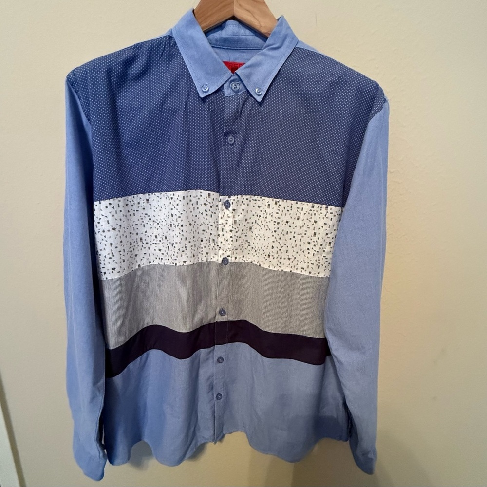 Red By Sax Fifth Avenue Button Up Women’s XXL Long Sleeve Multicolor Cotton Blue